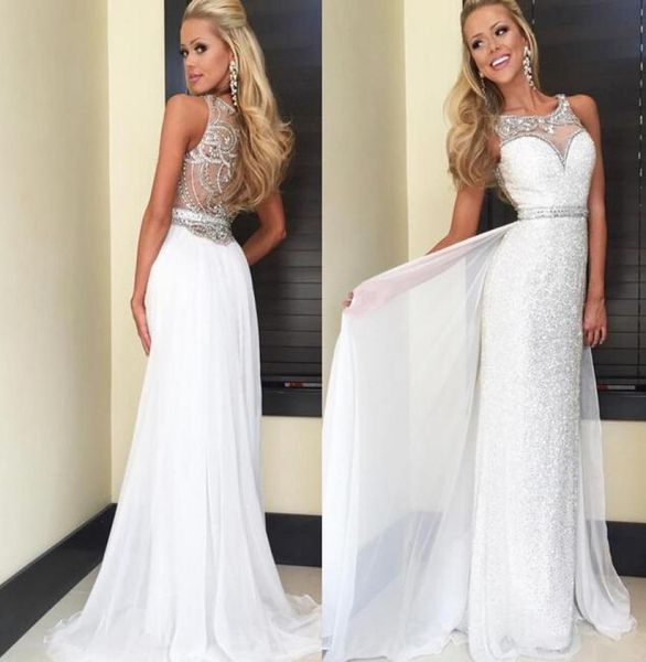 

white sequins prom party dresses crystal new arrival sheer neck sheath girls pageant dress custom made formal beads evening 6764005, Black;red