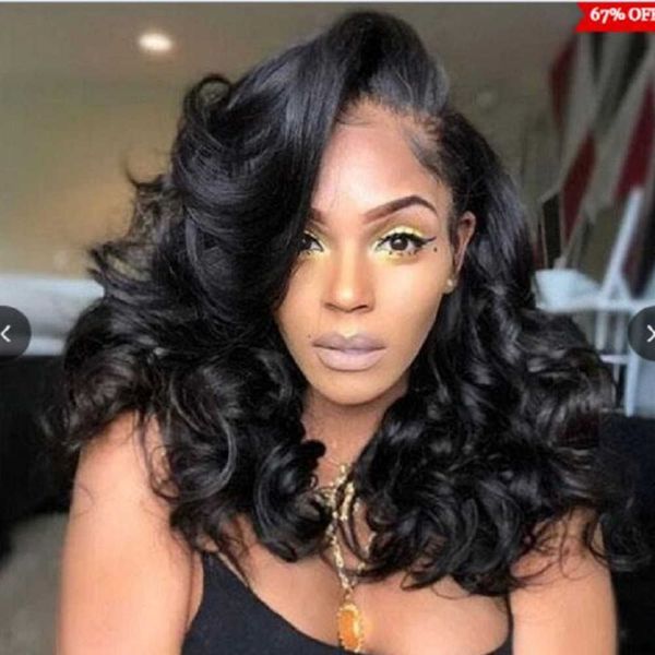 

wig women's medium long curly black wave rose mesh chemical fiber high temperature silk wig 230818