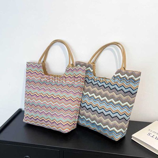

designer bag new bohemian colorful stripe high capacity tote fashionable handheld women's designer bag caitlin_fashion_bags
