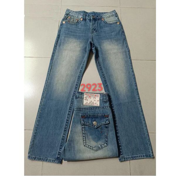 

fashion-straight-leg pants 18ss new true elastic jeans mens robin rock revival jeans crystal studs denim pants designer trousers men's, Blue