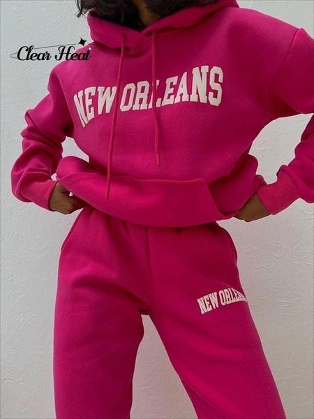 

womens two piece pants women letter print hooded tracksuit sports 2 pieces set female sweatshirts pullover hoodies suit lady streetwear pant, White