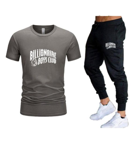 

men sets designer tracksuit summer tshirt pants set casual brand fitness jogger pants t shirt hip hop fashion men039s tracksui6584989, Gray