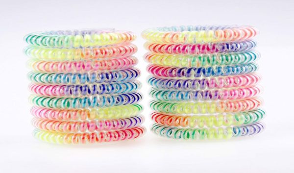 

kids girl rainbow color telephone wire hair tie girls elastic hairband ring rope bracelet stretch scrunchy accessories9715529, Slivery;white