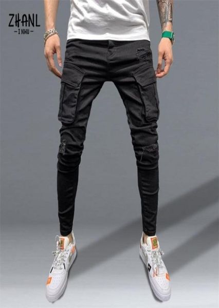 

mens stretchy skinny ripped jeans men slim fit denim jean fashion sweatpants hip hop trousers jogger pencil pants 2203833838, Blue