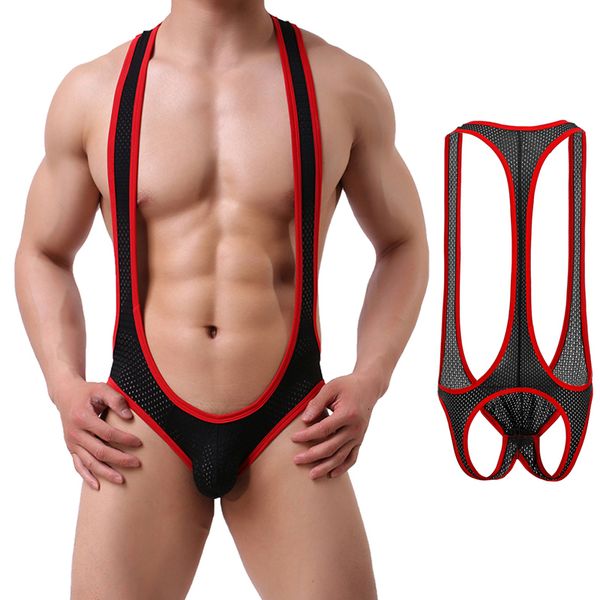 

other panties mesh bodysuit jockstrap bodywear erotic teddies underwear wrestling singlet leotard jumpsuits suspender for mengay 230818, Red;black
