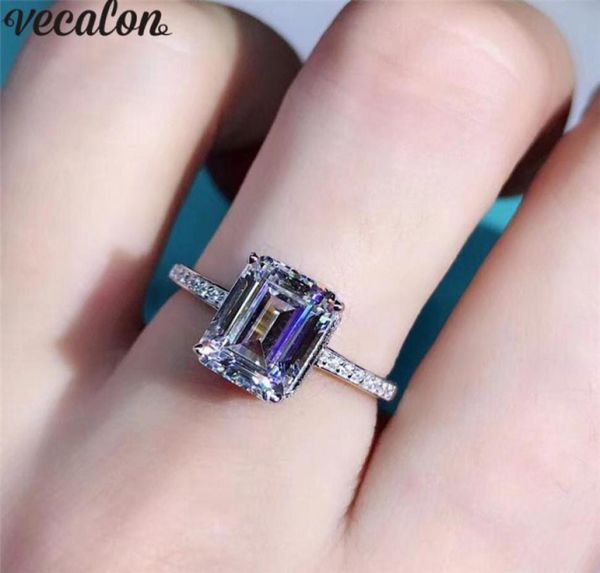 

vecalon princess cut ring 925 sterling silver 2ct diamond engagement wedding band rings for women statement finger jewelry gift8027846, Slivery;golden
