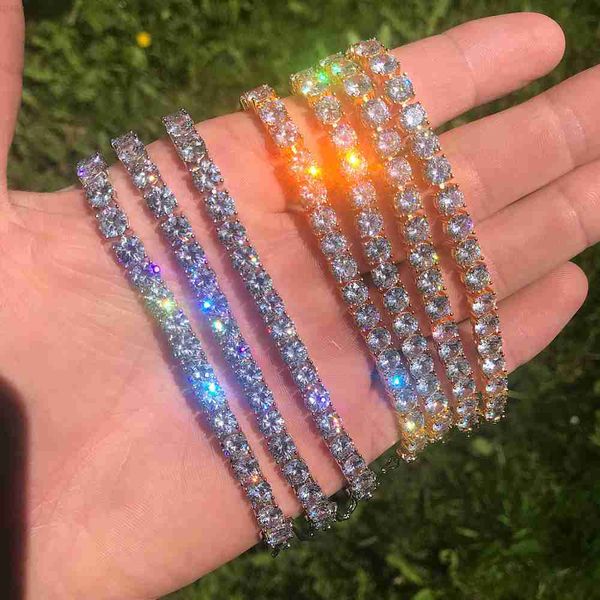 

3mm 4mm width cz chain hip hop jewelry iced out cubic zirconia stainless steel tennis chain necklace, Silver