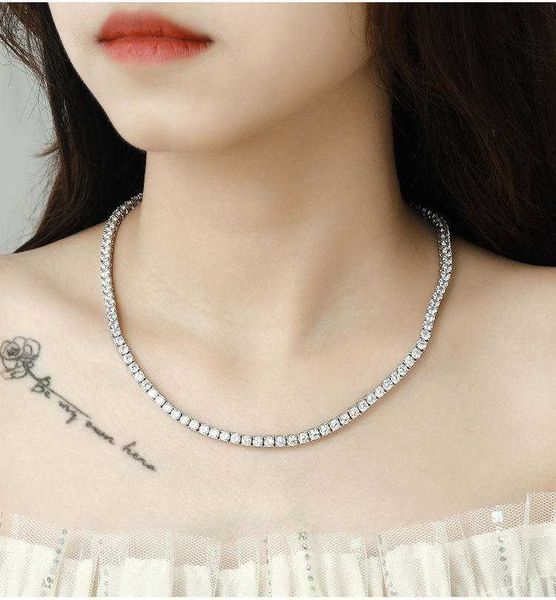 

real gold tennis chain 2mm to 8mm size women's moissanite diamond necklace necklace sets for women jewelry, Silver