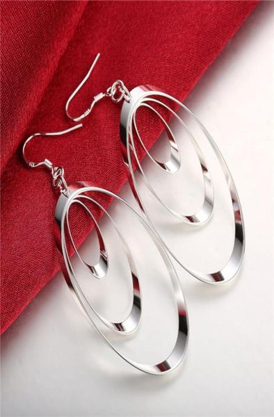 

three rounds sterling silver plate dangle chandelier earrings ge180women039s 925 silver earring2755964