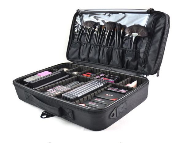 

multifunction new professional women makeup case bag ladies black large capacity portable cosmetic storage travel ba7608613