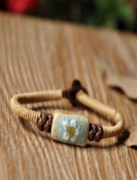 

boyute 5pcs fashion bohemia bracelet women flower carved ceramic beads hand knitting rope chain bracelet jewelry accessories2951459, Golden;silver