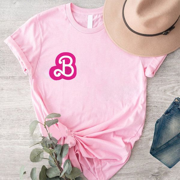 

barbie letter print cotton t-shirt women tumblr graphic tee pink grey t shirt casual t-shirts outfits tees shirts, White