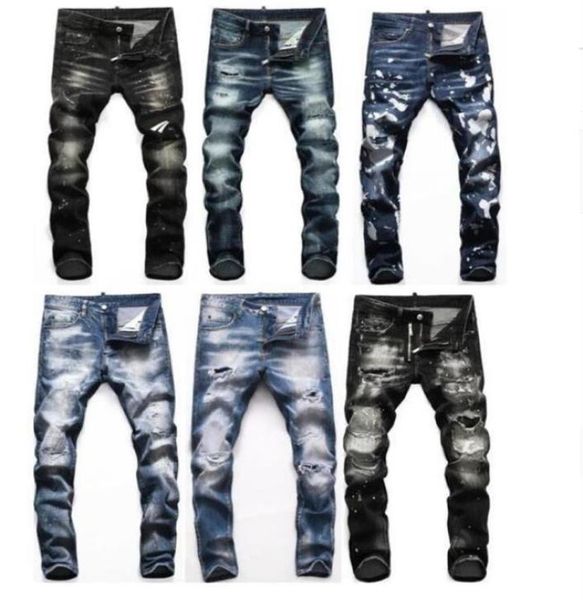 

mens badge rips stretch black men jeans fashion slim fit washed motocycle denim pants panelled hip hop trousers jeans001272h4177270, Blue