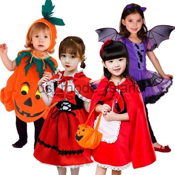

cosplay halloween costume for kids girls cosplay red hood vampire fancy dress children carnival party cape dresses with wing clothes 12t x08, Blue