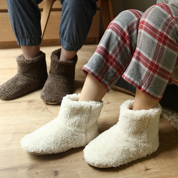 

slippers warm faux fur slippers women men winter shoes indoor home soft plush footwear solid color girls boys house floor fluffy boots 23081, Black