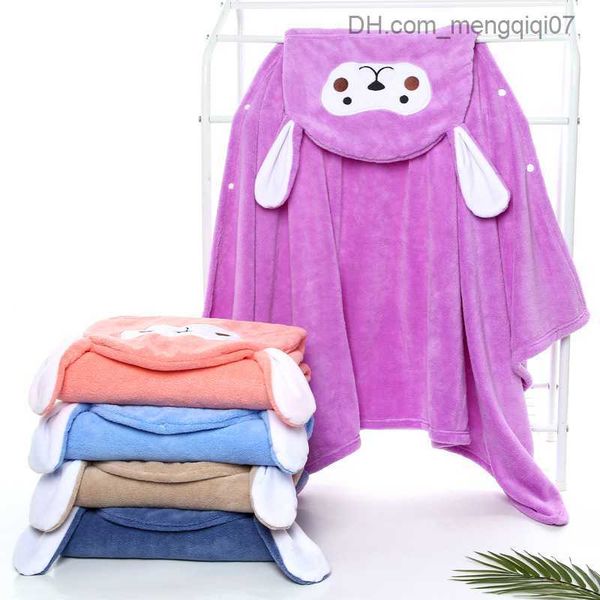 

towels robes children's coral velvet solid color cartoon puppy bath towel cape bath cap baby bath towel 70 * 140 children's produc