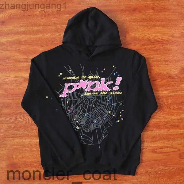 

designer style spider hoodie jacket spi5er 555 pink fashion streetwear printed men's and women's couple's sweater hoody trend, Black