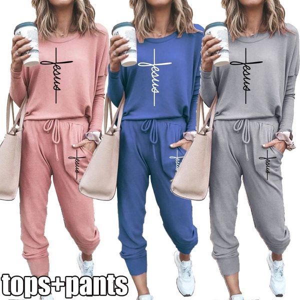 

womens hoodies sweatshirts faith jesus cross prints sportswear suit track solid color longsleeved jogging pants7 colors 230818, Black