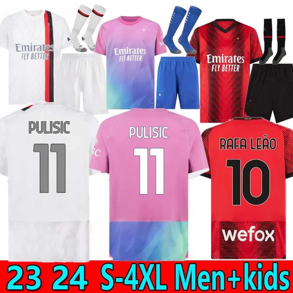 

ibrahimovic 23 24 koche soccer jerseys ac milans giroud de ketelaere r. leao tonali theo football shirt special fourth 4th men kids kit unif, Black;yellow
