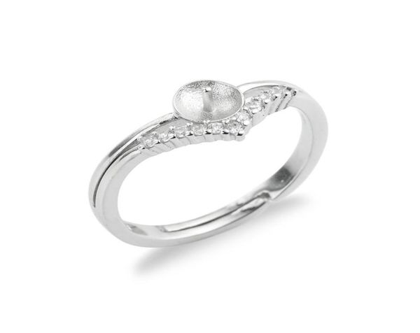 

pearl settings rings blank clear zircon 925 sterling silver findings diy jewelry ring mount 5 pieces6757610, Slivery;crystal