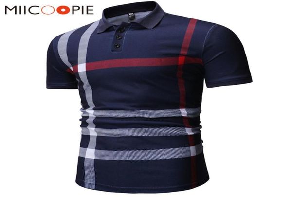 

summer polo shirt men fashion classic casual plaid printing polo homme turn down collar male short sleeve polos shirts q1904265497716, White;black