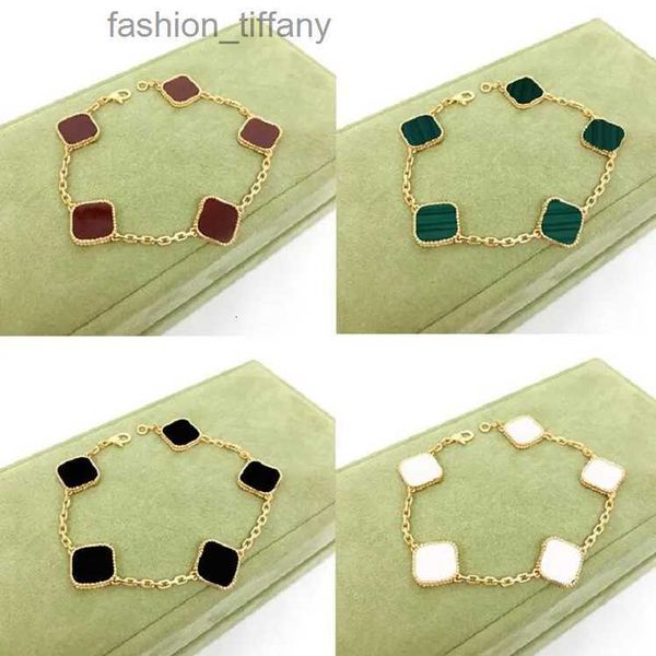 

cjeweler clover bracelet charm bracelet 5 motifs gold chain gold bangle links 5 flowers bracelets woman love armband bangles designer chains, Black