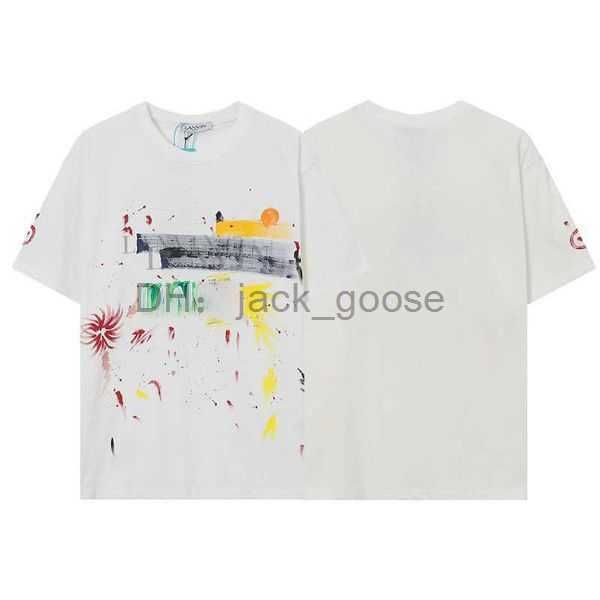 

men's t-shirts ss23 designer lanvins t shirt shorts fashion and women's beige speckle alphabet print trendy trend basic casual loo, White;black