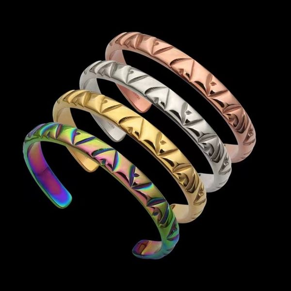

new fashion cuff bracelet couple brand v gear open women's bracelet 18k gold men's designer bracelet gift, White