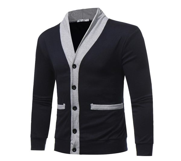 

men039s sweaters mens fashion v neck contrast color decorative slim cardigan jacket long sleeved sweater men m2xl8345743, White;black