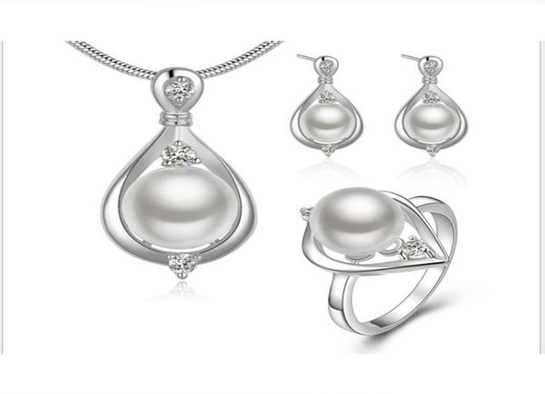 

trade jewelry silver plated jewelry whole natural pearl set combination of european and american goods1886127, Golden