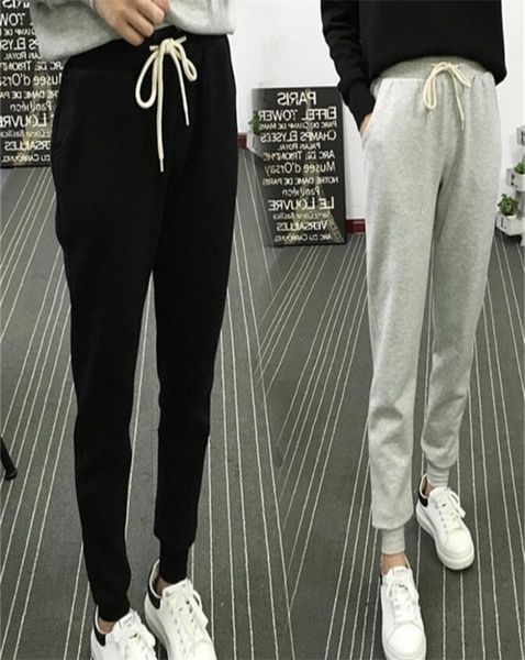 

new women soft cotton joggers with solid girls sweatpants pullon pants sport pants elastic drawstring waist 2011096997308, Black;white