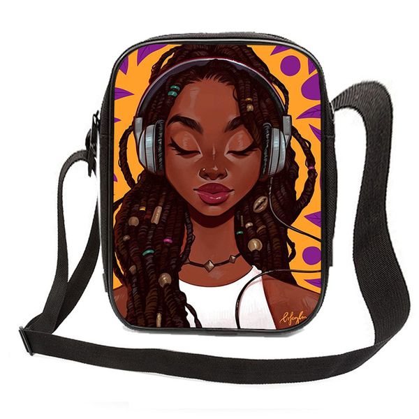 

black girl cartoon shoulder bag creative fashion makeup bag small body bag