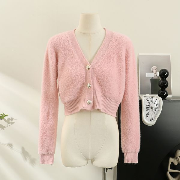 

womens knits tees itoolin women sweet cardigan sweater vneck slim coat cute long sleeved knitted for autumn 230818, White