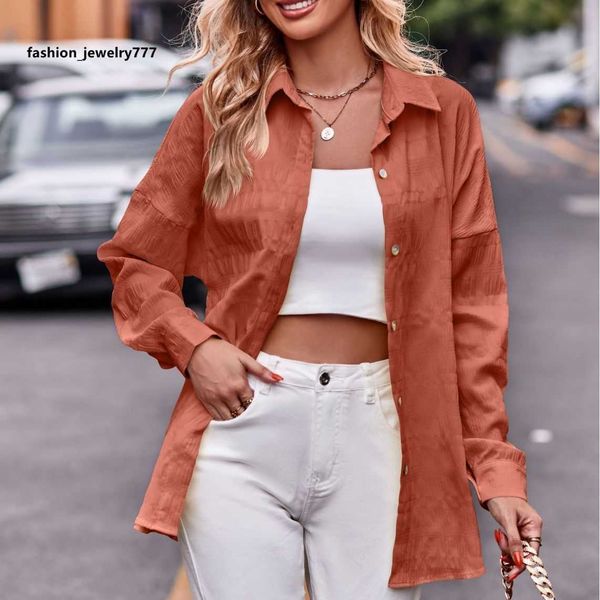 

women's blouses shirts women's fashion loose casual bubble plaid long sleeved lapel shirt for women, White