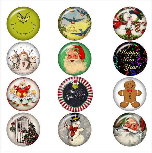 

50pcs mixed ginger christmas snowman santa claus for diy 18mm glass button snap bracelet necklace jewelry7538540, Bronze;silver