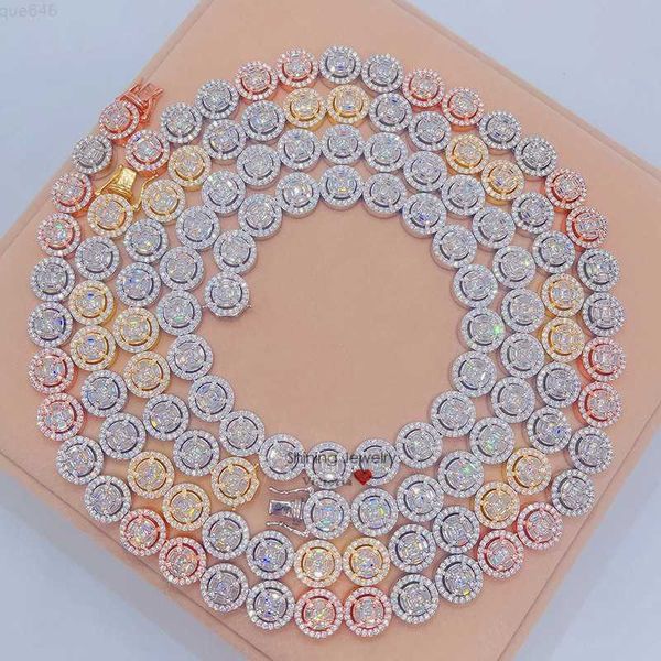 

droip shipping sterling silver tri color plated baguette moissanite halo diamond tennis chain