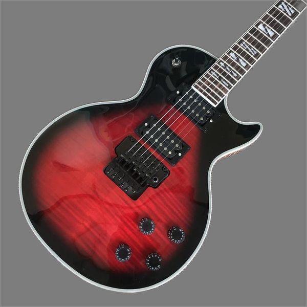 

multi-color tiger electric guitar, 2 pick up black tremolo guitar hardware system