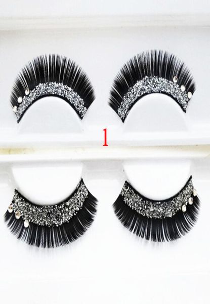 

whole1 pair glitter rhinestone pattern long thick stylish party false fake eyelashes eye lashes makeup z0672778357