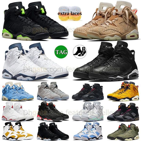 

wholesale basketball shoes jumpman 6 ts british khaki midnight navy electric green black cat men women sneaker hare mint foam unc olive dhga