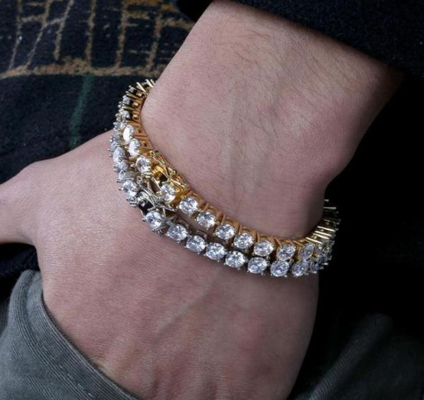 

diamond tennis bracelets jewelry fashion luxury grade quality 5mm zircon hip hop iced out bracelets 18k gold plated chain bracelet5120589, Golden;silver