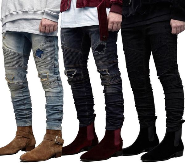

slim fit gd biker jeans mens ripped draped designer holes pencil jean pants pantalones2141661, Blue