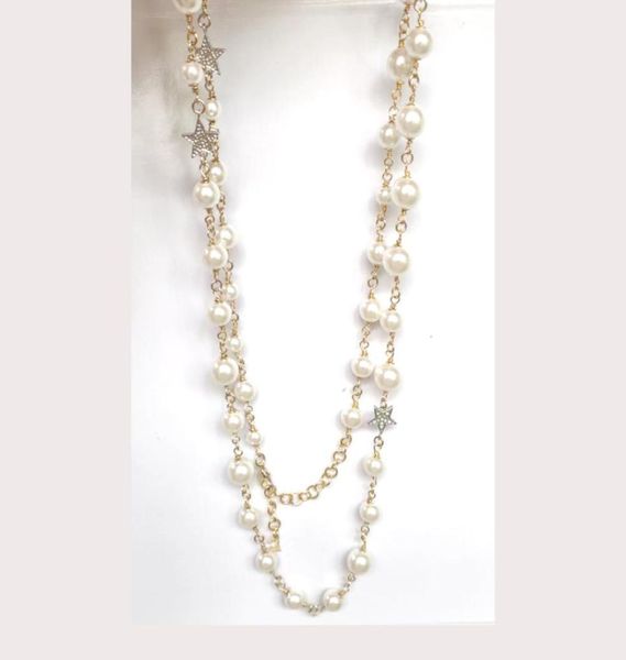 

designer necklace luxury pendant necklaces with letter classic style statement strands strings elegant pearl chain long double lay7499359, Silver