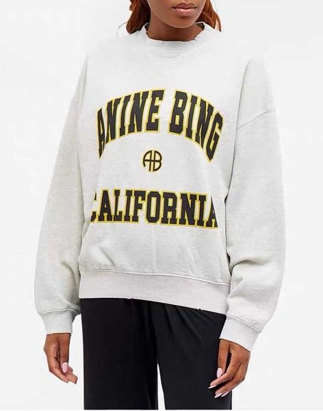 

fashion designer hoodie sweatshirt anines bings classic letter print cotton inner fleece and plush pullover women round neck sweater casual, Black