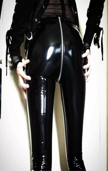 

women shiny pu leather leggings with back zipper push up faux leather pants latex rubber pants black red slim jeggings5301380, Black;white