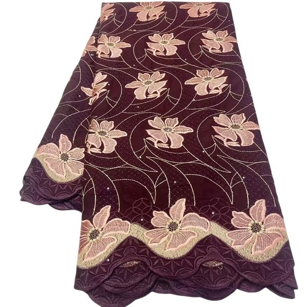 

embroidery cotton cloth 5 yards nigerian women swiss voile lace fabric birthday party formal sewing craft dentelle female dinner dress premi, Black;white