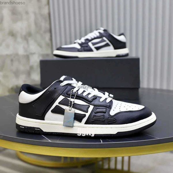

designer men athletic shoes skelet bones runner women men sports shoes retro sneakers skel low running shoes genuine leather lace up 003