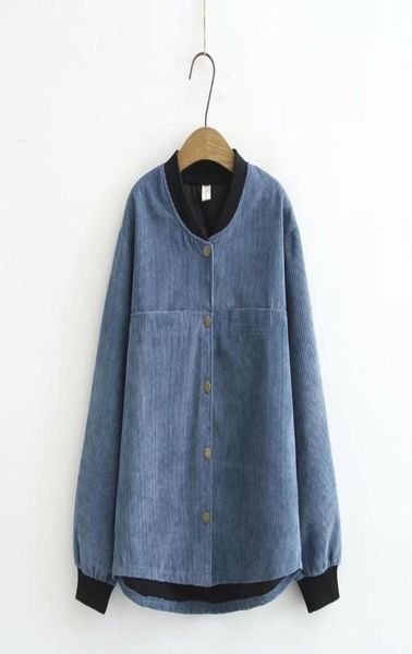 

plus size stand collar corduroy women loose jackets 2020 new spring autumn casual ladies soft coats female 1060695, Black;brown