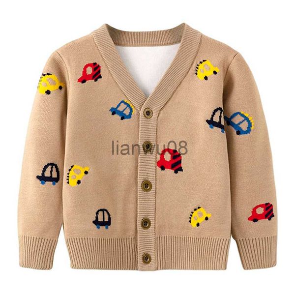 

pullover spring and fall children's cardigans cartoon car print sweater cardigans jacket coat boys toddler kids clothing x0818, Blue