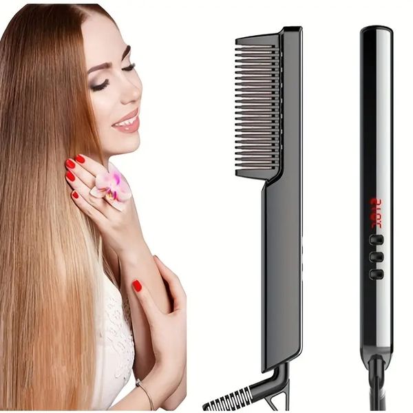 

upgrade your hair styling game with this professional electric comb - adjustable temperature, Black