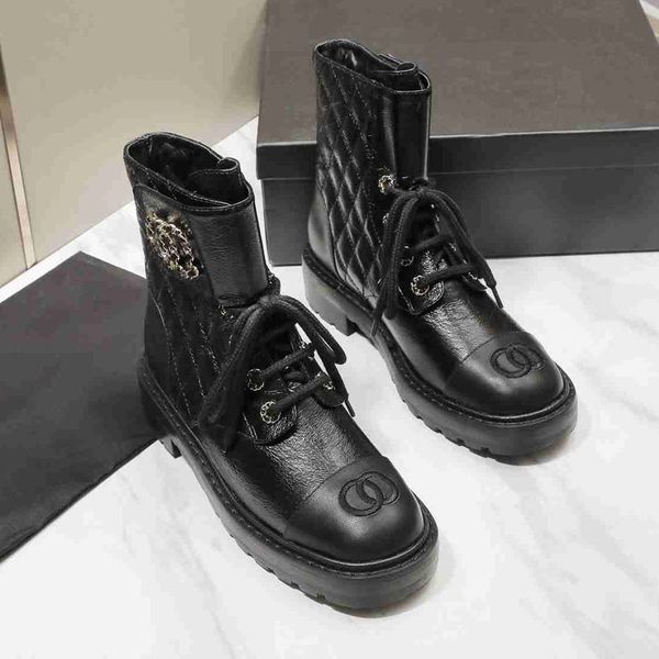 

designer boots women's rhombus booties leather ankle boots martin boots platform black and white colorblock flat boots channel size 35-